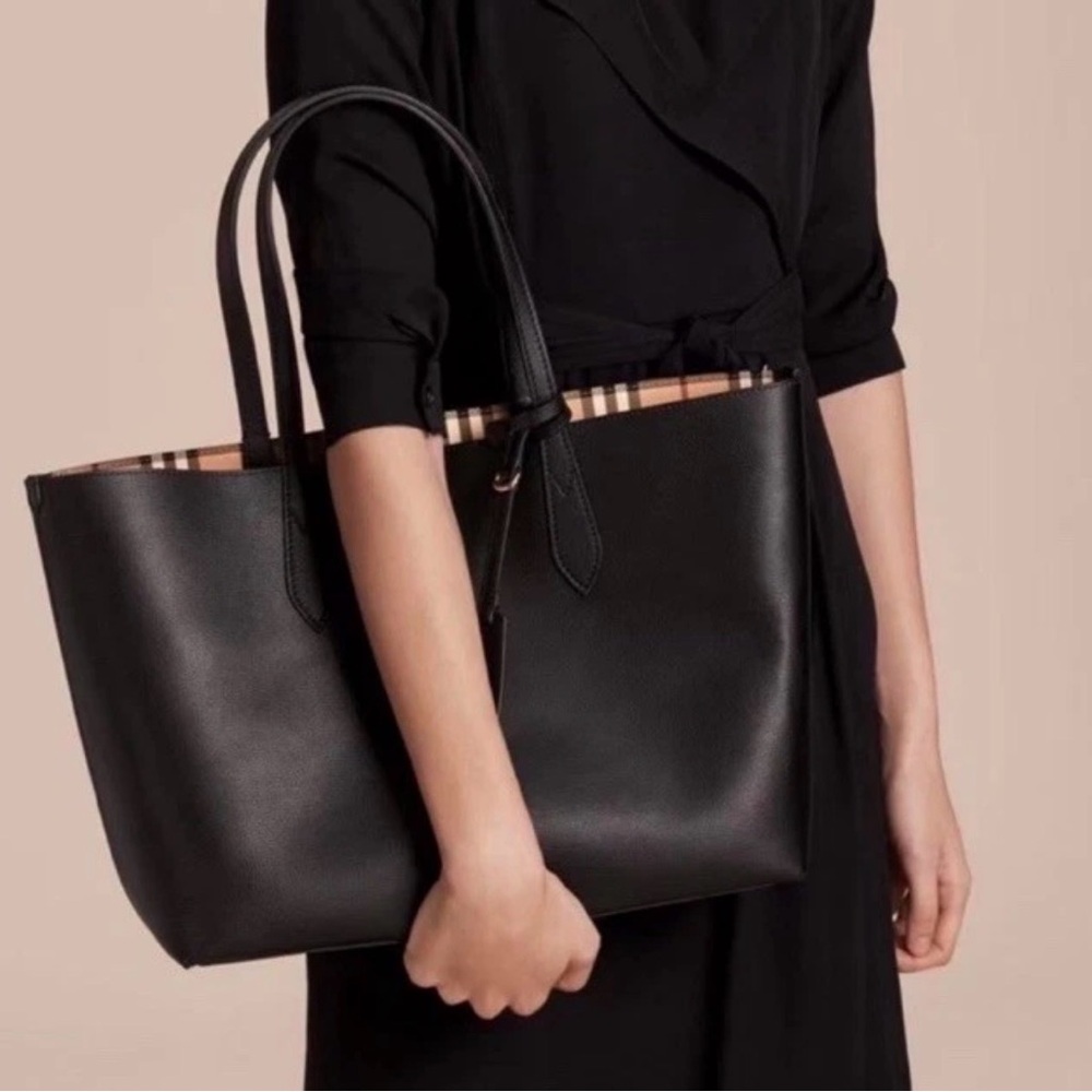 Burberry reversible leather medium Haymarket Chec… - image 3